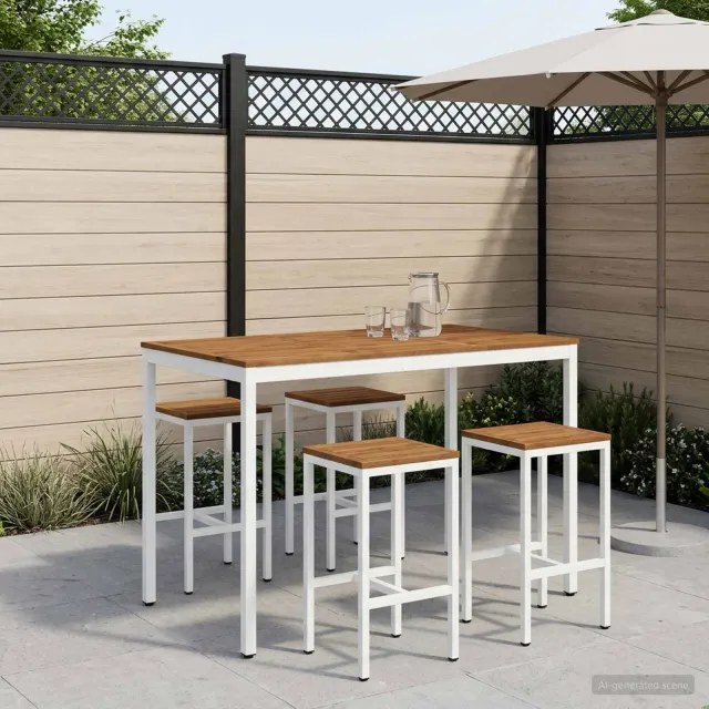 vidaXL Tuinbar Tafel NAARDEN Natuurlijk en Wit 147 x 88,5 x 105 cm, foto 2