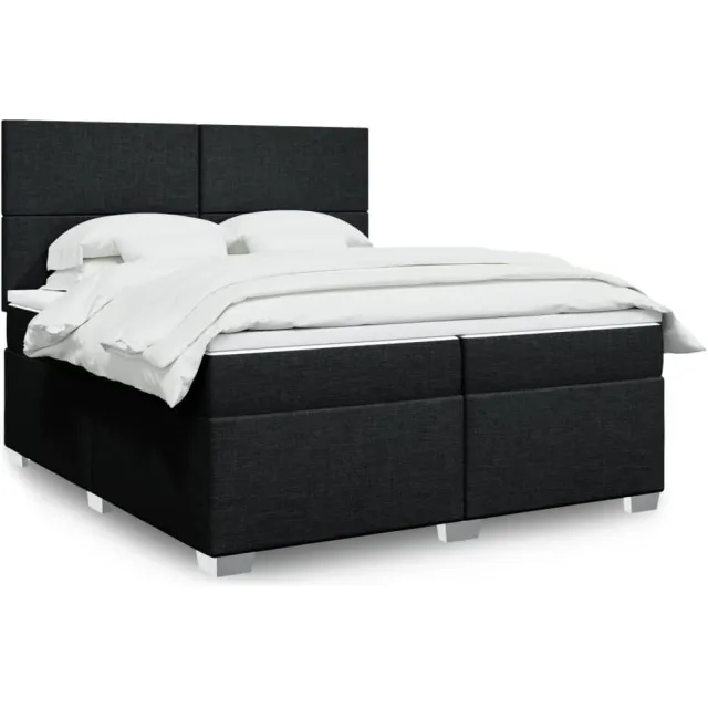 vidaXL Boxspring met matras stof zwart 200x200 cm