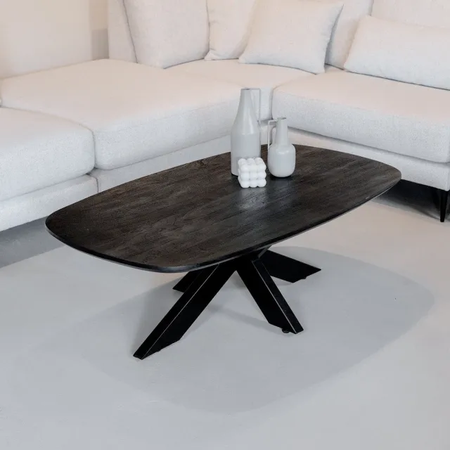 MySons Nijwie Salontafel Akagi deens ovaal acacia 120x70 cm - Zwart