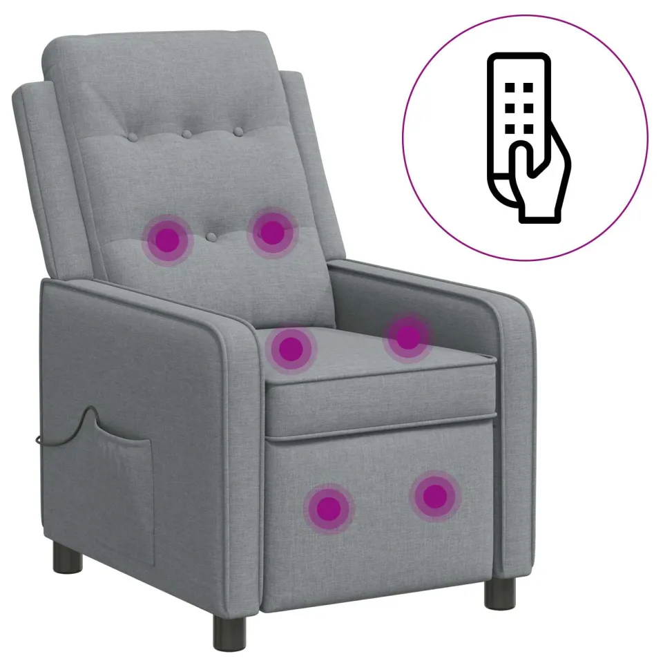 vidaXL Massage-relaxstoel Lichtgrijs 65 x 93 x 102 cm Stof
