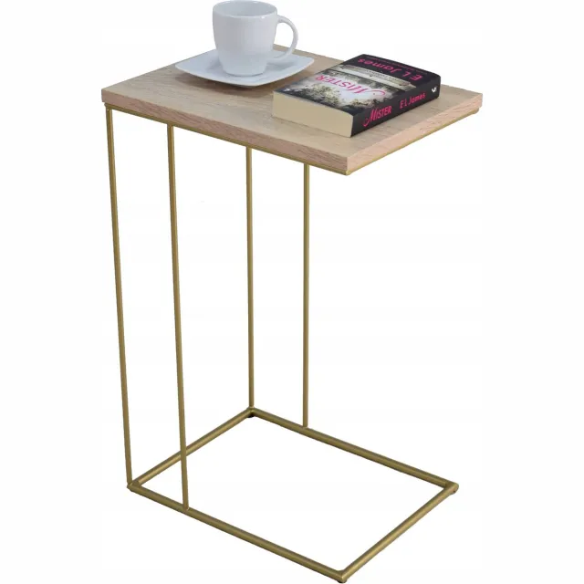 FutuStal Stijl - Bijzettafel - Goud - Dąb Sonoma - Metaal Goud;Dąb Sonoma