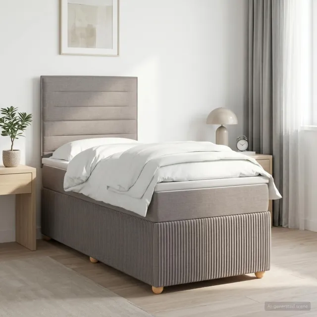 vidaXL Boxspringbed met matras met hoofdeinde Taupe 100 x 200 cm Stof