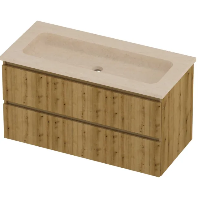 Proline Rollo Badmeubelset Hardsteen Elegant 100x46x54 cm Sand Stone Urban Oak Eiken