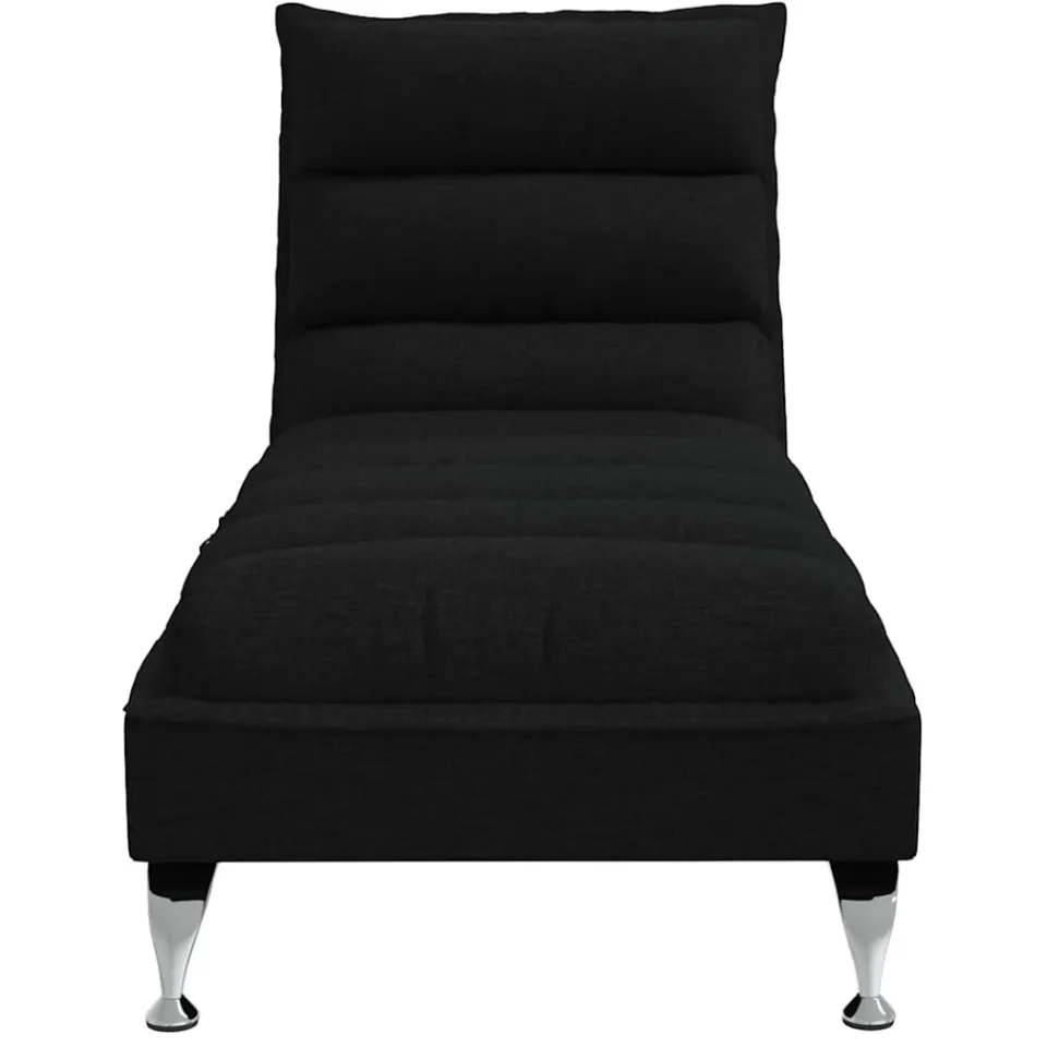 vidaXL Massage chaise longue met kussens stof zwart, foto 4