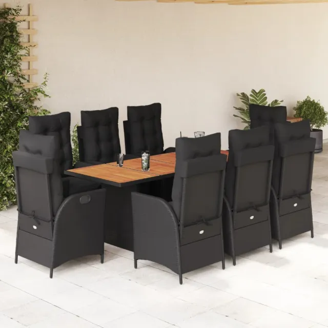 vidaXL 9-delige Tuinset poly rattan zwart, foto 2