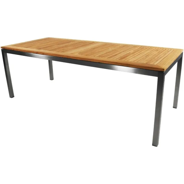LES Tuintafel Marmaris RVS 220x90 cm Naturel