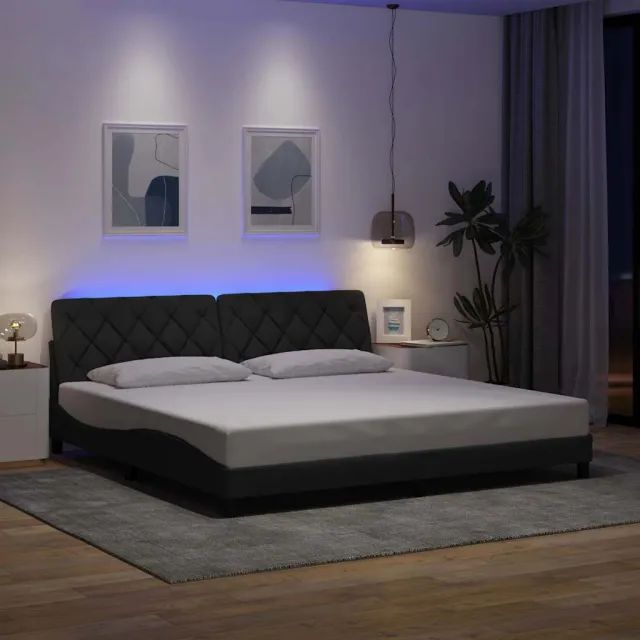vidaXL Bedframe met LED zonder matras 200x200 cm stof donkergrijs