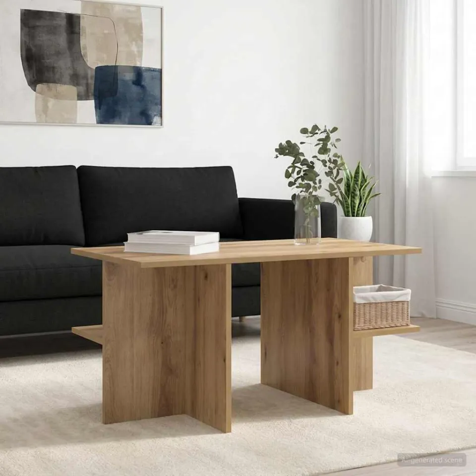 vidaXL Salontafel Artisanaal eiken 87 x 50 x 45 cm Geconstrueerd hout, foto 4
