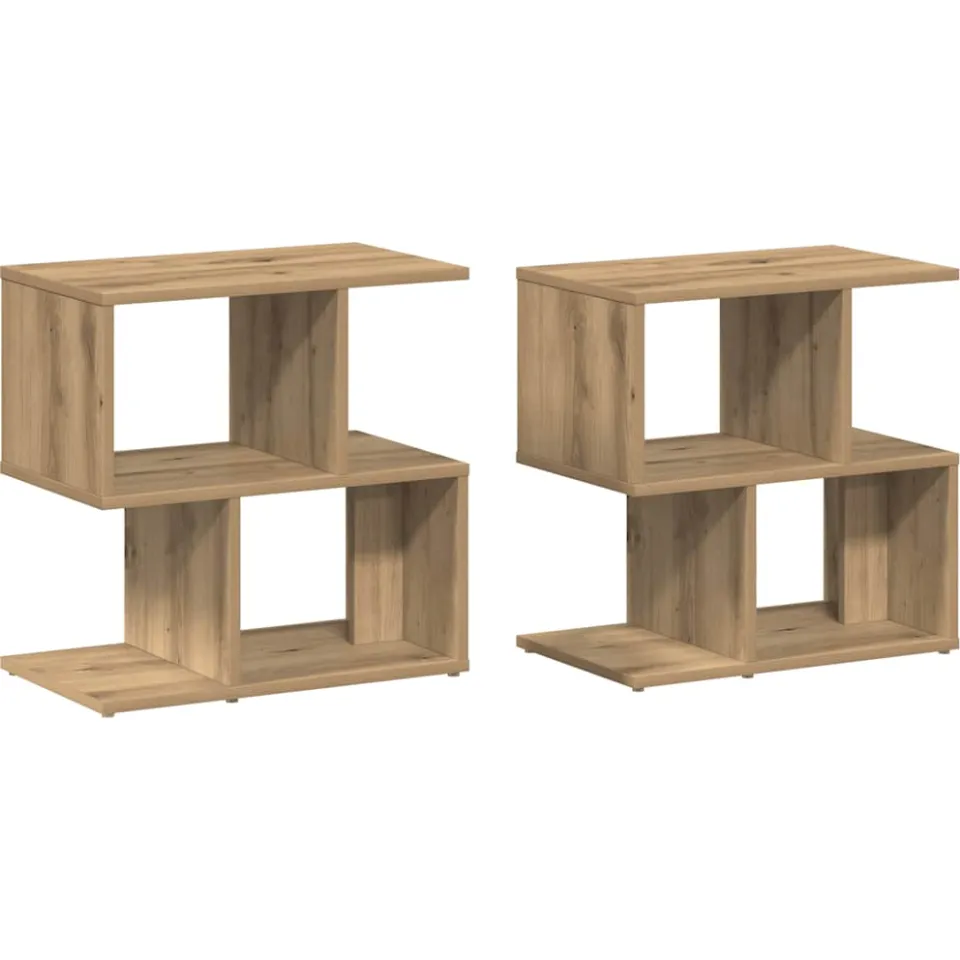 vidaXL Nachtkastjes 2 st 50x30x51,5 cm bewerkt hout artisanaal eiken, foto 3