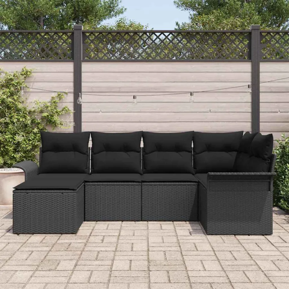 vidaXL Tuin Sofa Set 6 st Zwart poly rattan