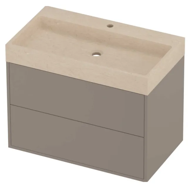 Proline Evoli Badmeubelset Hardsteen Loft 1 Kraangat Voor Grepen 80x46x62 cm Sand Stone Clay Beige