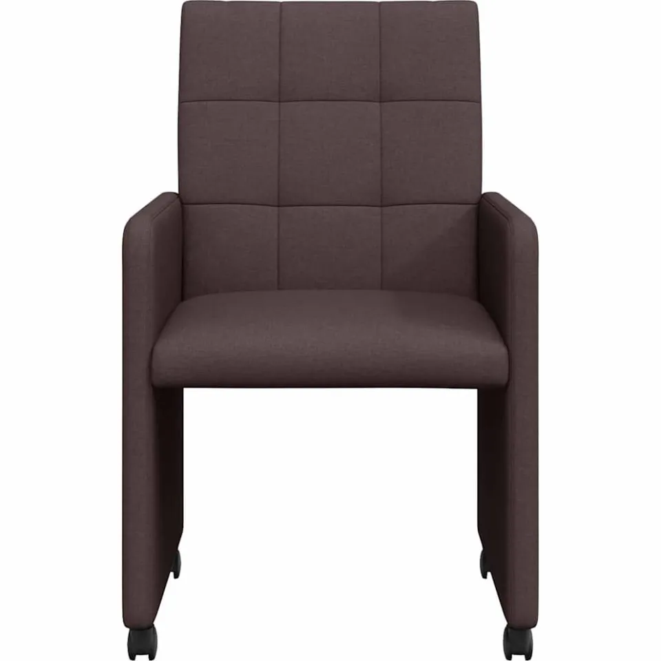 vidaXL Eetkamerstoelen met Wieltjes 2 st Stof Donkerbruin bruin, foto 4