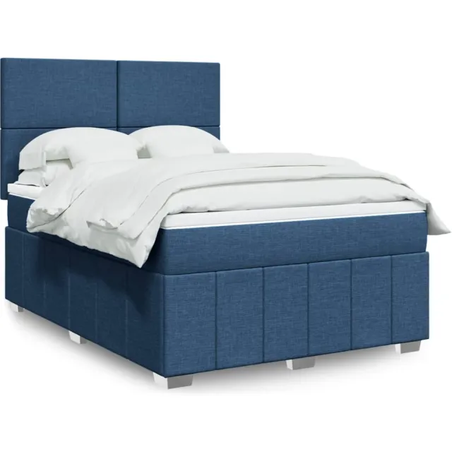 vidaXL Boxspring met matras stof blauw 160x200 cm