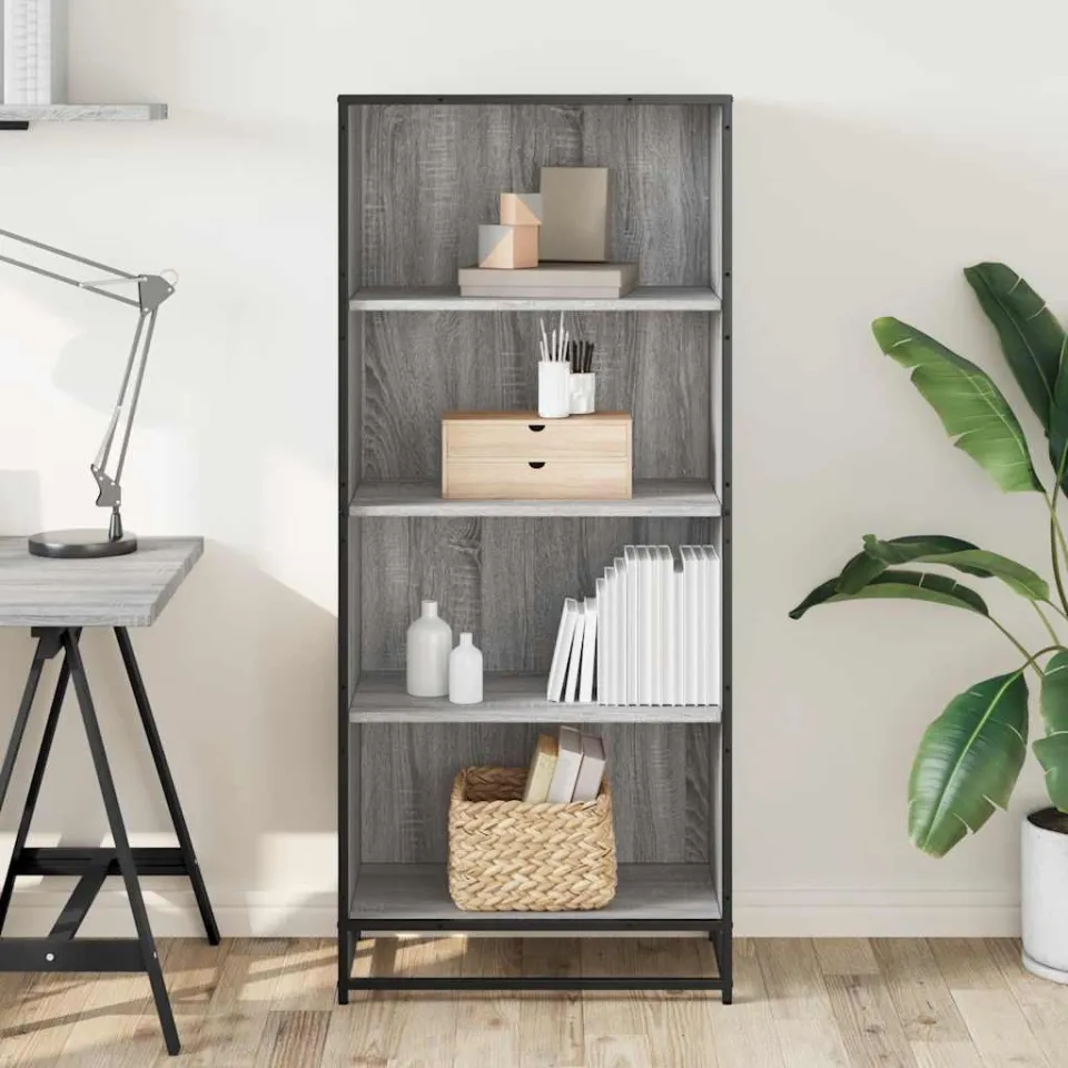 vidaXL Boekenkast 60x35x139 cm bewerkt hout grijs sonoma eikenkleurig, foto 3
