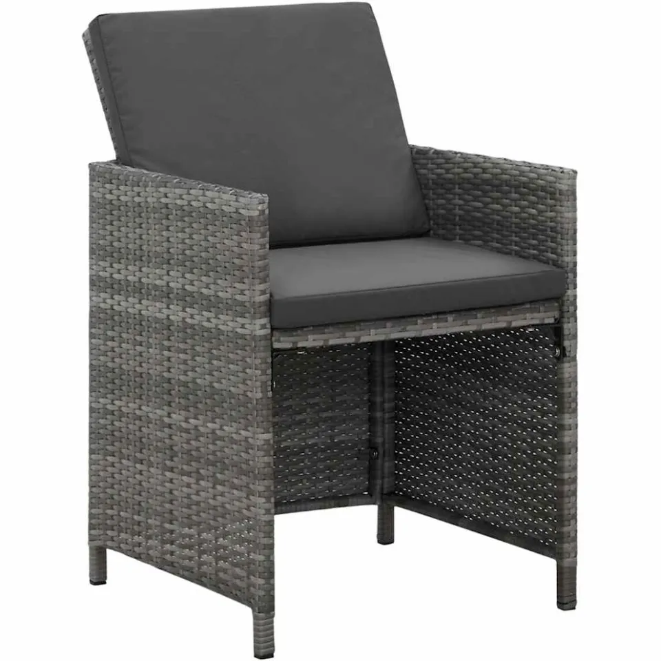 vidaXL 9-delige Tuinset met kussens poly rattan grijs