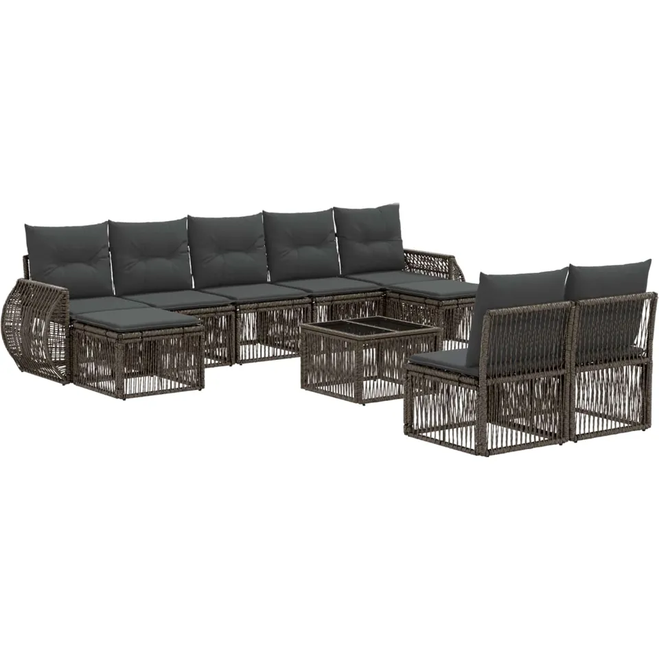 vidaXL Tuinbankenset 10 st Grijs en Donkergrijs poly rattan, foto 3
