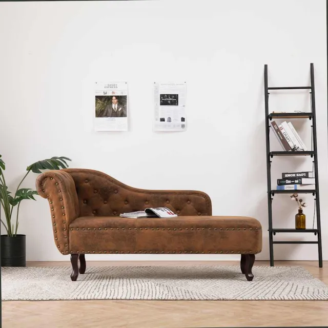 vidaXL Chaise longue kunstsuède bruin, foto 2
