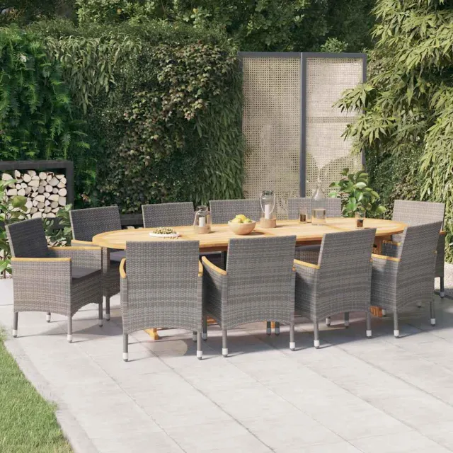 vidaXL 11-delige Tuinset met kussens grijs, foto 2