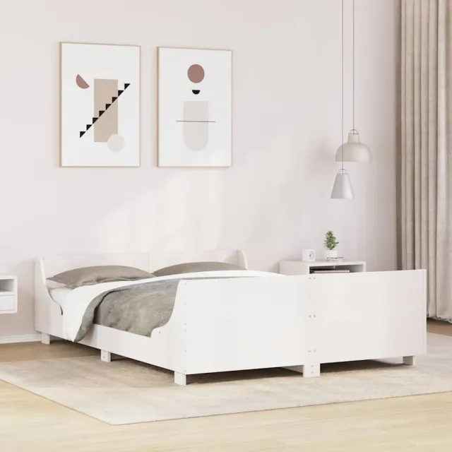 vidaXL Bedframe zonder matras massief grenenhout wit 140x200 cm