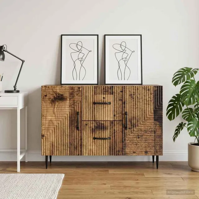 vidaXL Dressoir met lade Oud hout 89 x 34,5 x 60 cm Bewerkt hout Bruin
