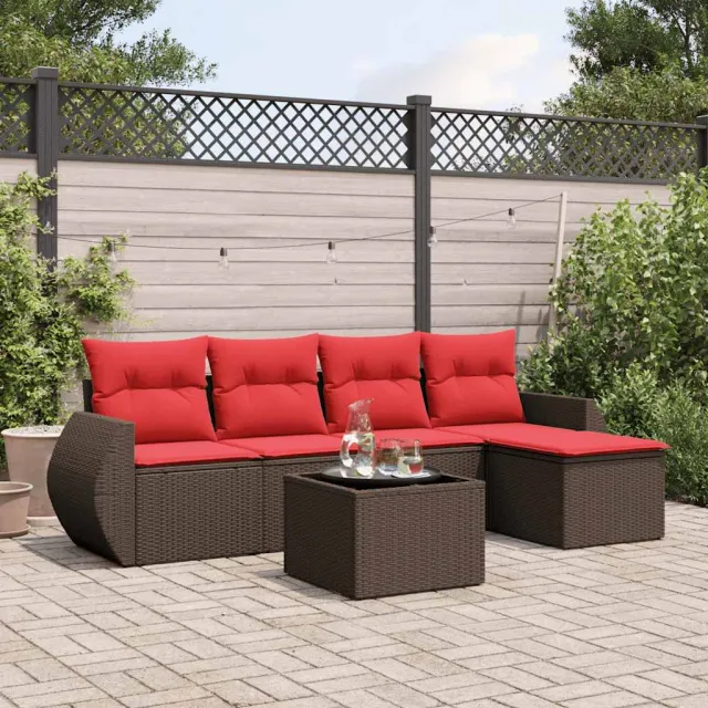 vidaXL 6-delige tuinbankset met kussens, bruin polyrotan, foto 2