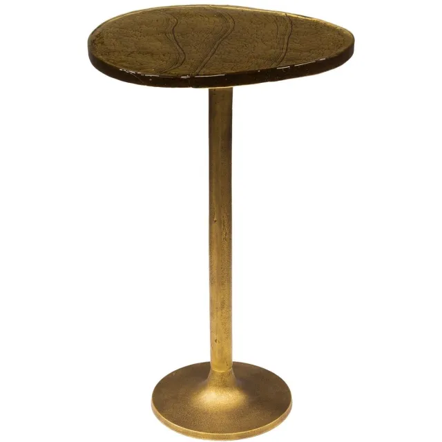 Industrieel In Huis Luxe Bijzettafel Goud (38x33x60 cm) - Bijzettafetljes Woonkamer - Industriële Sidetable - Decoratie Salontafel - Antieke Ronde Tafelset - Salon Tafel Industrieel & Landelijk - Koffietafel