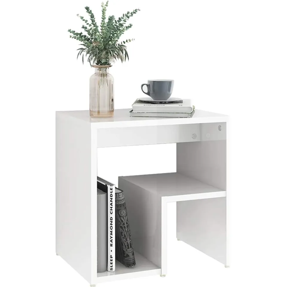 vidaXL Nachtkastjes 2 st 40x30x40 cm bewerkt hout hoogglans wit, foto 3