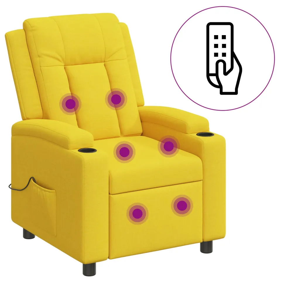vidaXL Massage-relaxstoel Licht Geel 75 x 95 x 100 cm Stof, foto 3