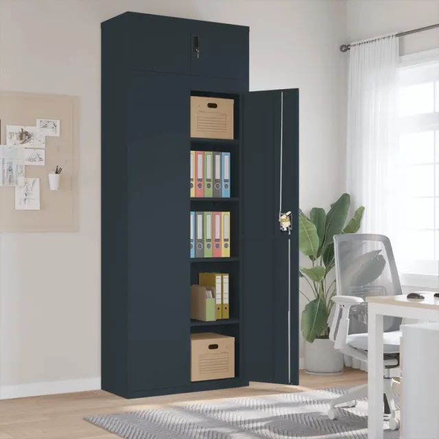 vidaXL Archiefkast 90x40x240 cm staal antracietkleurig Anthraciet