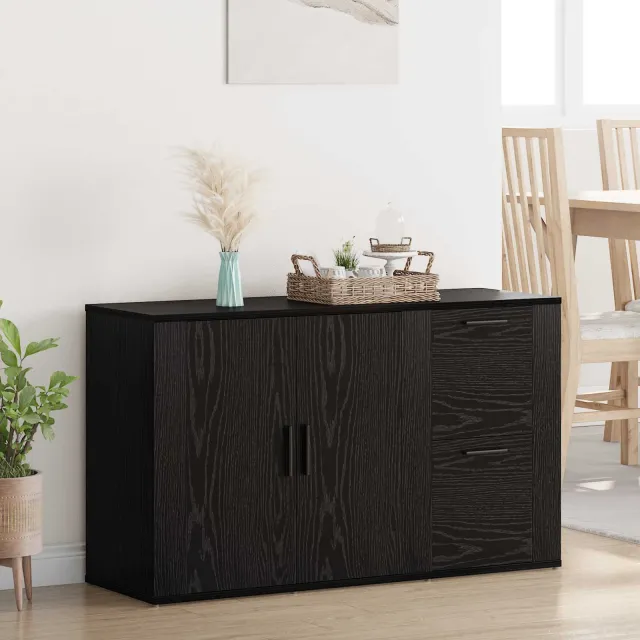 vidaXL Dressoir Zwart Eiken 100 x 33 x 59.5 cm Bewerkt hout