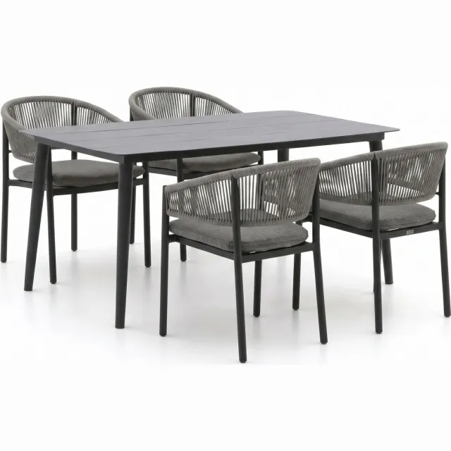 Bellagio tuinmeubelen Bellagio Panaro/Sora 160cm dining tuinset 5-delig stapelbaar Grijs