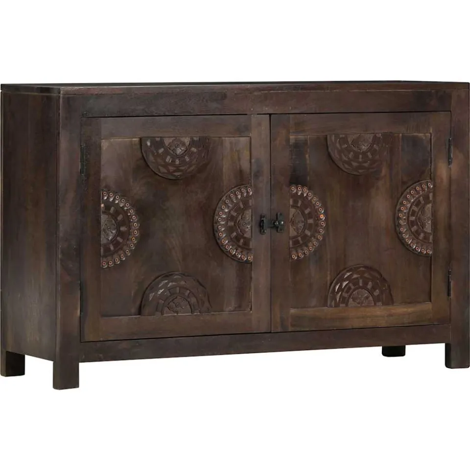 vidaXL Dressoir met gesneden ontwerp 110x35x70 cm massief mangohout bruin, foto 4