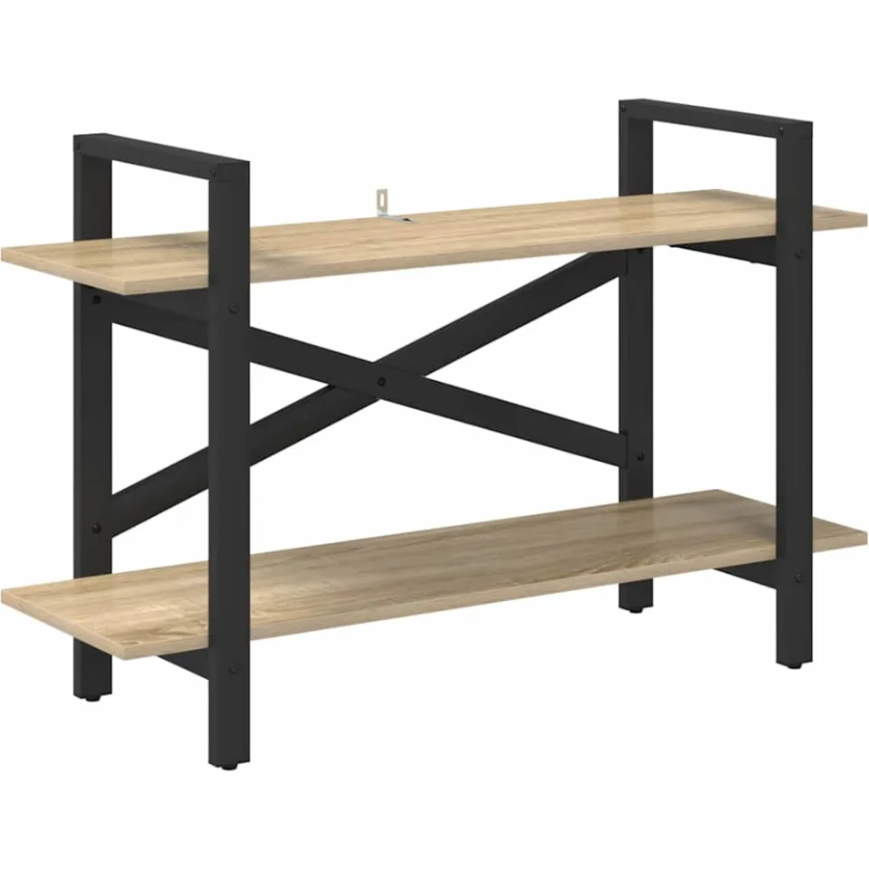 vidaXL Boekenkast 2-laags 100 x 33,5 x 64 cm Bewerkt hout Sonoma Eiken, foto 3