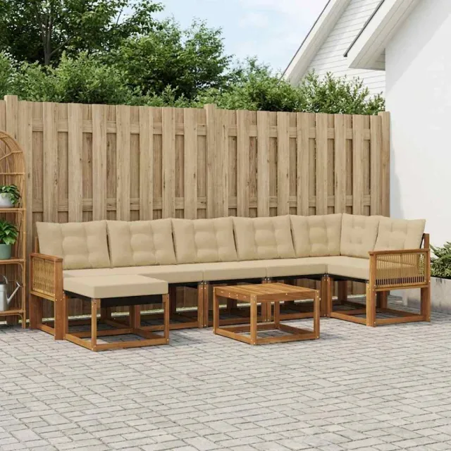 vidaXL Buiten bankenset 8 st 7-zits Natuurlijk en Beige