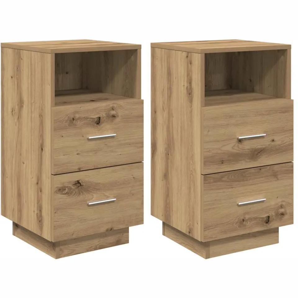 vidaXL Nachtkastjes 2 st met 2 lades 36x36x68 cm artisanaal eiken, foto 3