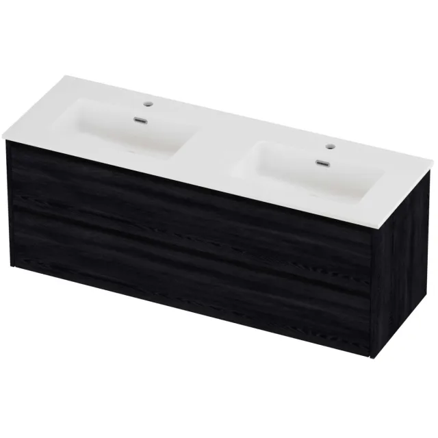 Proline Tribute Badmeubelset Porselein Elegant 2 Gaten 140x46x54 cm Mat White Black Oak Eiken