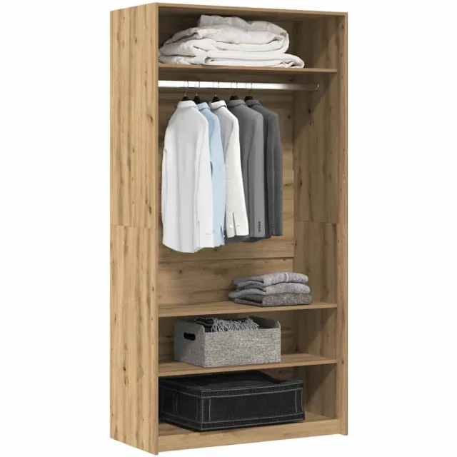 vidaXL Kledingkast 100x50x200 cm bewerkt hout artisanaal eikenkleurig
