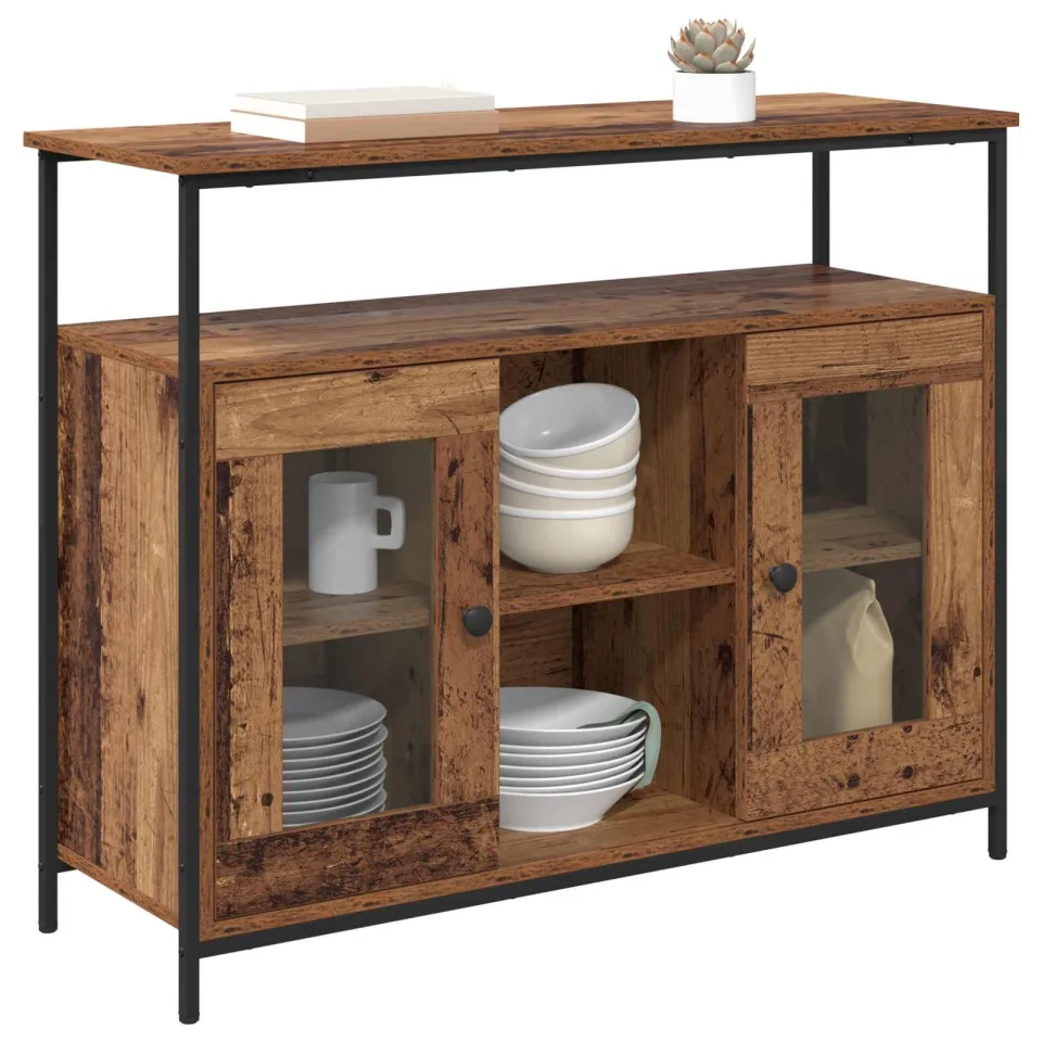 vidaXL Dressoir Oud Hout 100 x 35 x 80 cm Bewerkt hout Bruin