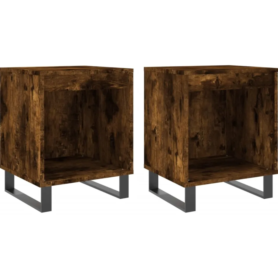 vidaXL Nachtkastjes 2 st 40x35x50 cm bewerkt hout gerookt eikenkleurig, foto 3