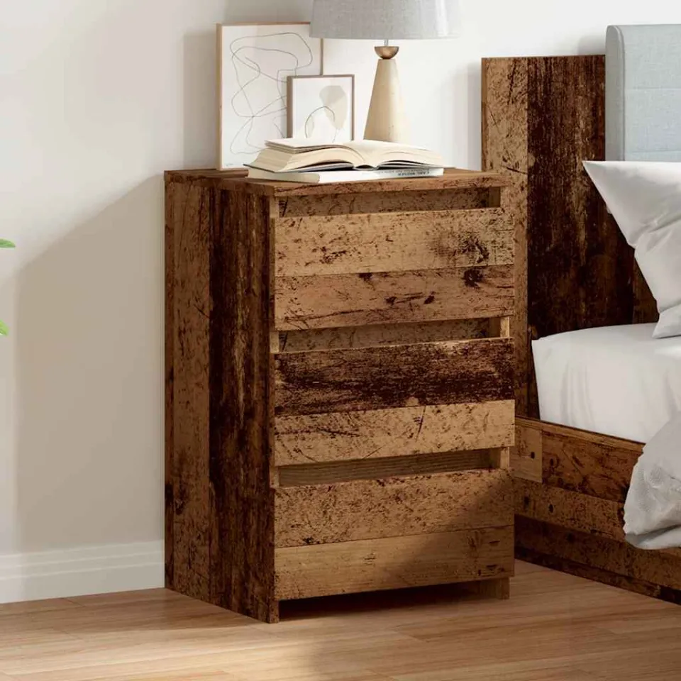 vidaXL Nachtkastje 40x35x62,5 cm bewerkt hout oud houtkleurig bruin, foto 4
