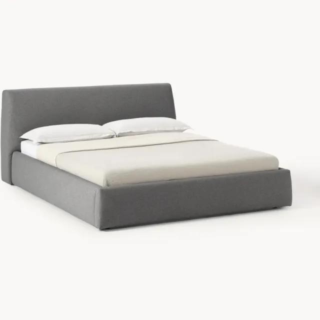 Westwing Collection Gestoffeerd bed Cloud met opbergruimte Antraciet
