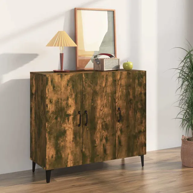 vidaXL Dressoir 90x34x80 cm bewerkt hout gerookt eikenkleurig, foto 2