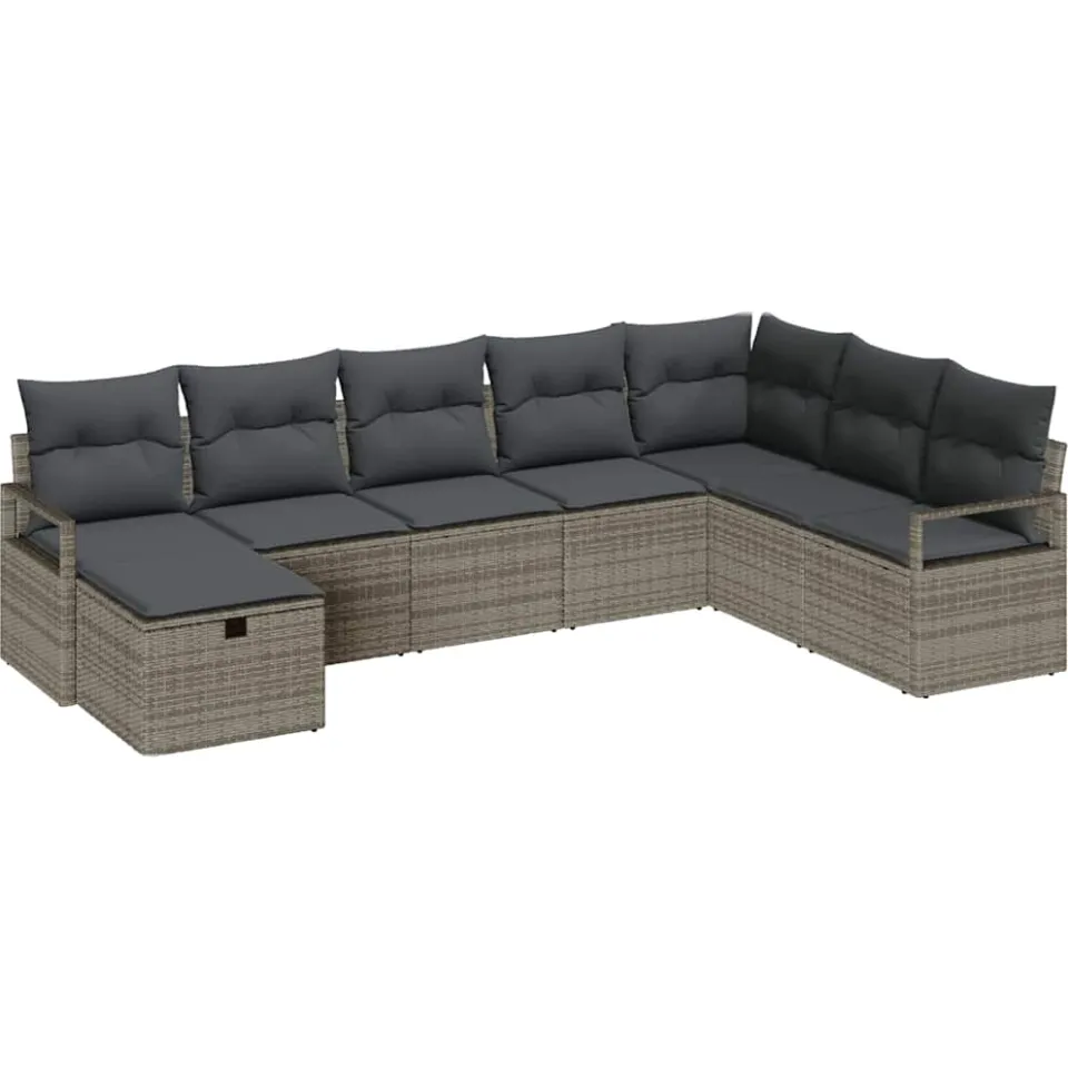 vidaXL Bankstel 5 st poly rattan Grijs