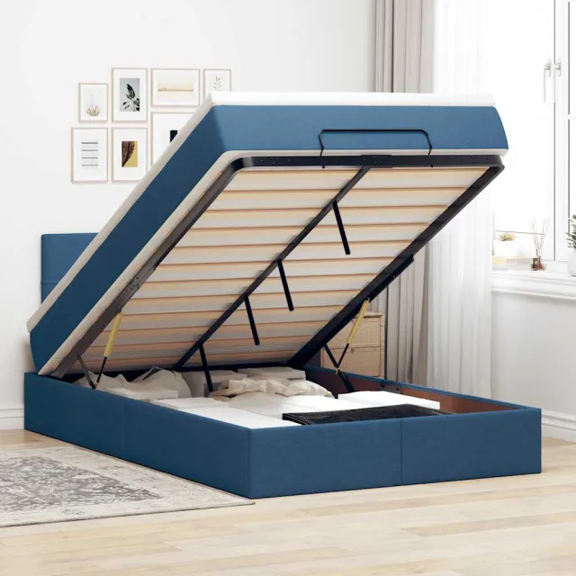 vidaXL Bed met matras 120x200 cm stof blauw
