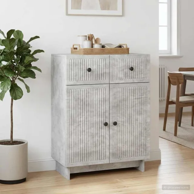 vidaXL Dressoir Betongrijs 66 x 34,5 x 90 cm Bewerkt hout grijs, foto 2