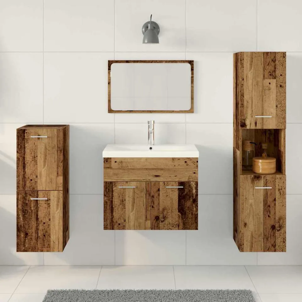 vidaXL Badkamermeubelset 4 st Oud Hout 41 x 38,5 x 46 cm Bewerkt hout bruin, foto 3