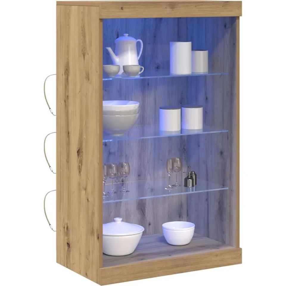 vidaXL LED Sideboard Artisan Eiken 60,5 x 37 x 100 cm Bewerkt hout Bruin