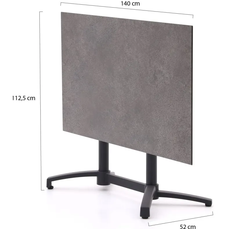 Forza Furniture Forza Sile/Canzo 140cm dining tuinset 5-delig stapelbaar inklapbaar grijs, foto 4