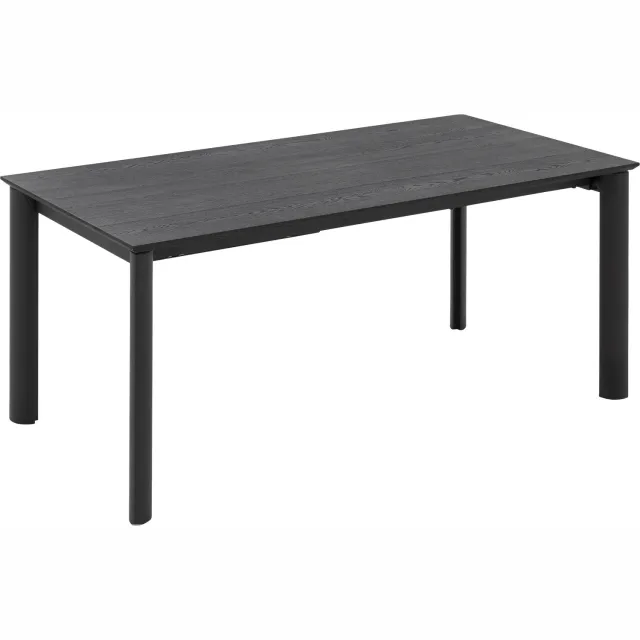 Goossens Uitschuifbare Eettafel Dion - 180 x 76 x 90 - eiken - zwart - rechthoekig eiken gelakt zwart