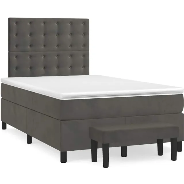 vidaXL Boxspring met matras fluweel donkergrijs 120x190 cm grijs